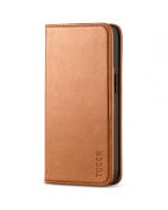 TUCCH iPhone 14 Pro Wallet Case, iPhone 14 Pro PU Leather Case with Folio Flip Book Cover, Kickstand, Card Slots, Magnetic Closure - Light Brown