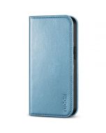 TUCCH iPhone 14 Pro Max Leather Case, iPhone 14 Pro Max PU Wallet Case with Stand Folio Flip Book Cover and Magnetic Closure - Shiny Light Blue
