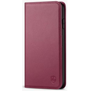 SHIELDON iPhone 11 Pro Max Wallet Case, Genuine Leather, Kick-stand, Magnetic Closure with Auto Sleep/Wake Function - Red Violet