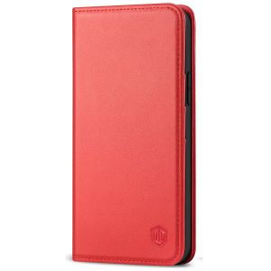 SHIELDON iPhone 13 Wallet Case, iPhone 13 Genuine Leather Cover with RFID Blocking, Book Folio Flip Kickstand Magnetic Closure - Red