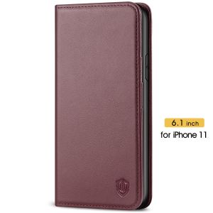 SHIELDON iPhone 11 Case with Card Holder - iPhone 11 Wallet Case for Women - Wine Red