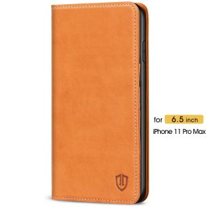 SHIELDON iPhone 11 Pro Max Wallet Case - iPhone 11 Pro Max Folio Case with Auto Sleep/Wake Function - Brown