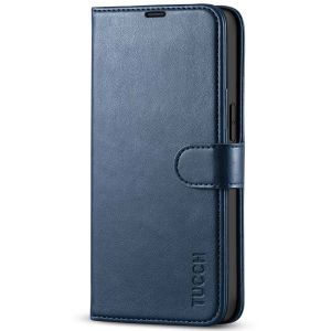 TUCCH iPhone 13 Wallet Case, iPhone 13 PU Leather Case, Folio Flip Cover with RFID Blocking, Credit Card Slots, Magnetic Clasp Closure - Dark Blue