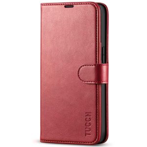 TUCCH iPhone 13 Pro Wallet Case, iPhone 13 Pro PU Leather Case, Folio Flip Cover with RFID Blocking and Kickstand - Dark Red