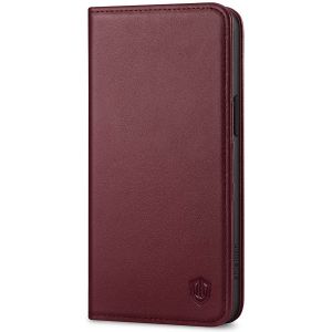 SHIELDON iPhone 15 Pro Max Genuine Leather Wallet Case, iPhone 15 Pro Max Magnetic Closure Phone Cover - Wine Red