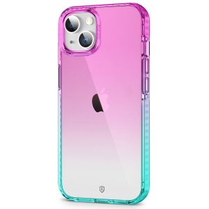 SHIELDON iPhone 13 Clear Case Anti-Yellowing, Transparent Thin Slim Anti-Scratch Shockproof PC+TPU Case with Tempered Glass Screen Protector for iPhone 13 - Purple Blue Gradient