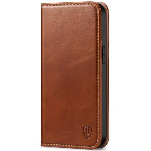 SHIELDON iPhone 13 Pro Max Wallet Case, iPhone 13 Pro Max Genuine Leather Cover - Brown - Retro