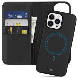 SHIELDON iPhone 15 Pro Max Magnetic Detachable Leather Wallet Case with Premium Genuine Leather, 2in1, MagSafe Compatible RFID Blocking Card Slots Kickstand Shockproof, Removable Flip Protective Cover for iPhone 15 Pro Max 6.7-inch