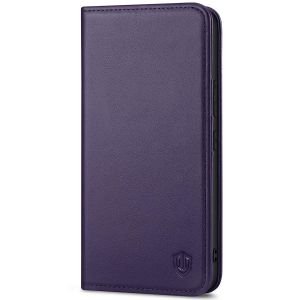 SHIELDON SAMSUNG S22 Wallet Case - SAMSUNG GALAXY S22 Genuine Leather Case Folio Cover - Dark Purple