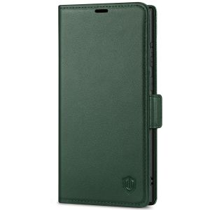 SHIELDON SAMSUNG S22 Ultra Wallet Case - SAMSUNG Galaxy S22 Ultra 5G Genuine Leather Case Folio Cover with Double Magnetic Tab Closure - Midnight Green