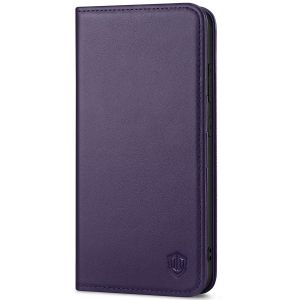 SHIELDON SAMSUNG Galaxy S24 Genuine Leather Wallet Case, SAMSUNG S24 Flip Case Folio Book Magnet Cover - Dark Purple
