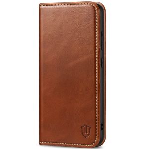 SHIELDON SAMSUNG Galaxy S24 Plus Wallet Case, SAMSUNG S24 Plus Genuine Leather Cover Flip Folio Book Case - Brown - Retro