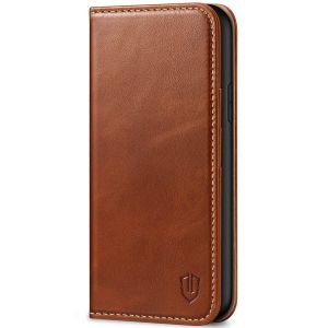 SHIELDON iPhone 11 Wallet Case, Genuine Leather, RFID Blocking, Magnetic Closure - Brown - Retro