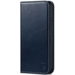 SHIELDON iPhone 8 Wallet Case - iPhone 7 Genuine Leather Kickstand Case - Dark Blue - Retro