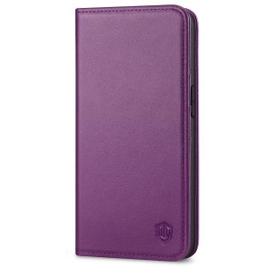 SHIELDON iPhone 14 Wallet Case, iPhone 14 Genuine Leather Cover with RFID Blocking, Book Folio Flip Kickstand Magnetic Closure - Light Purple