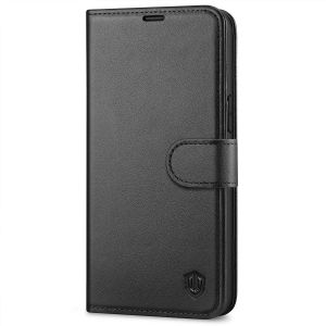 SHIELDON iPhone 14 Pro Max Wallet Case, iPhone 14 Pro Max Genuine Leather Cover with Magnetic Clasp Closure Flip Case - Black