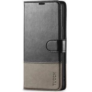 TUCCH SAMSUNG S21FE Wallet Case, SAMSUNG Galaxy S21 FE Case with Magnetic Clasp - Black & Grey