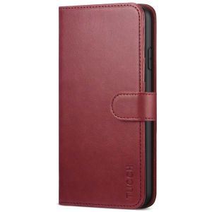 TUCCH iPhone 11 Pro Max Wallet Case for Men, iPhone 11 Pro Max Leather Cover with Magnetic Clasp - Dark Red