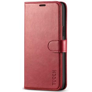 TUCCH iPhone 12 Wallet Case, iPhone 12 Pro Case, iPhone 12 / Pro 6.1-inch Flip Case - Dark Red