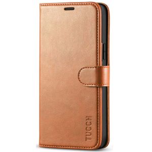 TUCCH iPhone 12 5G Wallet Case, iPhone 12 Pro 5G 6.1-inch Flip Case - Light Brown