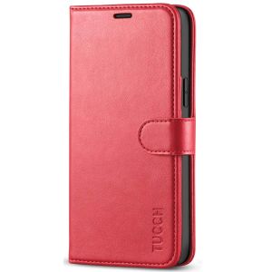 TUCCH iPhone 12 5G Wallet Case, iPhone 12 Pro Case, iPhone 12 / Pro 5G 6.1-inch Flip Case - Red