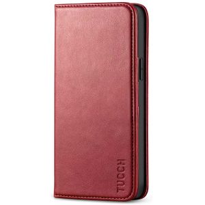 TUCCH iPhone 12 Wallet Case, iPhone 12 Pro Wallet Case, Flip Cover with Stand, Credit Card Slots, Magnetic Closure for iPhone 12 / Pro 6.1-inch 5G Dark Red