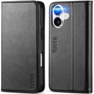 TUCCH iPhone 16 Plus PU Leather Wallet Case, iPhone 16 Plus Magnetic Closure Wallet Cover with Card Holder, Stand, RFID Blocking, Shockproof, Drop Protective Flip Phone Case for iPhone 16 Plus 6.7" 2024