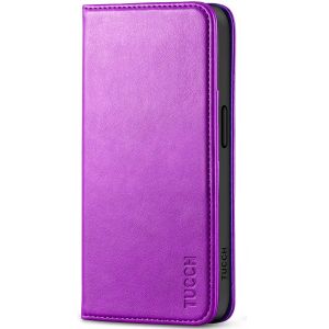 TUCCH iPhone 15 Wallet Case, iPhone 15 Shockproof Case with Front Cover - Purple