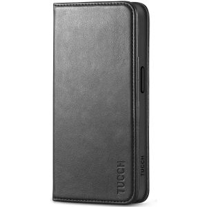 TUCCH iPhone 15 Pro Wallet Case, iPhone 15 Pro Leather Phone Case - Black