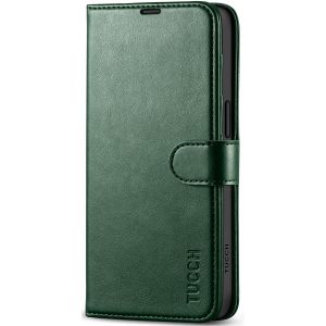 TUCCH iPhone 15 Pro Max Leather Wallet Case, iPhone 15 Pro Flip Phone Case - Midnight Green