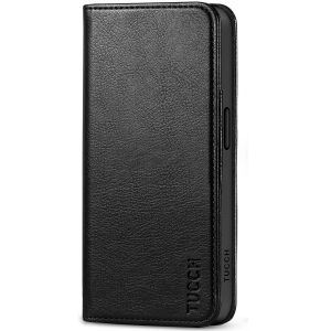 TUCCH iPhone 15 Pro Max Leather Wallet Case, iPhone 15 Pro Max Folio Phone Case - Full Grain Black