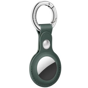 AirTag Tracker Holder Cover with Key Ring - PU Leather AirTag Cover Case Dark Green-1 Pack