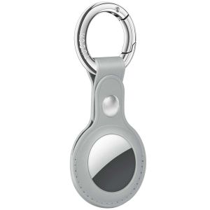 AirTag Tracker Holder Cover with Key Ring - PU Leather AirTag Cover Case Grey-1 Pack