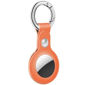 AirTag Tracker Holder Cover with Key Ring - PU Leather AirTag Cover Case Orange-1 Pack