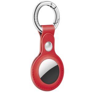 AirTag Tracker Holder Cover with Key Ring - PU Leather AirTag Cover Case Red-1 Pack