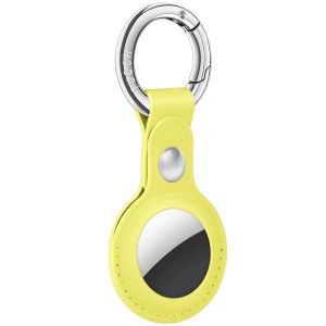 AirTag Tracker Holder Cover with Key Ring - PU Leather AirTag Cover Case Yellow-1 Pack