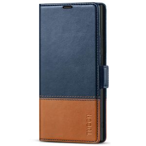 TUCCH SAMSUNG S22 Ultra Wallet Case, SAMSUNG Galaxy S22 Ultra PU Leather Cover Book Flip Folio Case - Blue & Brown