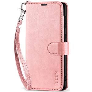 TUCCH SAMSUNG GALAXY S23FE Wallet Case, SAMSUNG S23FE PU Leather Case Flip Cover - Wrist Strap Rose Gold