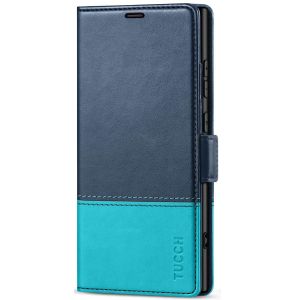 TUCCH SAMSUNG S24 Ultra Wallet Case, SAMSUNG Galaxy S24 Ultra PU Leather Cover Book Flip Folio Case - Blue & Lake Blue