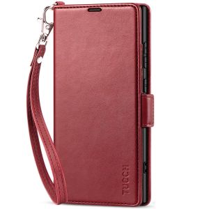TUCCH SAMSUNG S24 Ultra Wallet Case, SAMSUNG Galaxy S24 Ultra PU Leather Cover Book Flip Folio Case - Strap - Dark Red