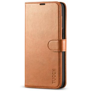 TUCCH iPhone 14 Wallet Case, iPhone 14 PU Leather Case, Folio Flip Cover with RFID Blocking, Credit Card Slots, Magnetic Clasp Closure - Light Brown