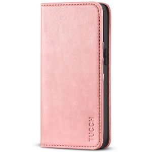 TUCCH iPhone 14 Pro Wallet Case, iPhone 14 Pro PU Leather Case with Folio Flip Book Cover, Kickstand, Card Slots, Magnetic Closure - Rose Gold