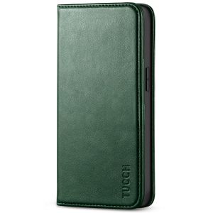 TUCCH iPhone 14 Pro Max Leather Case, iPhone 14 Pro Max PU Wallet Case with Stand Folio Flip Book Cover and Magnetic Closure - Midnight Green