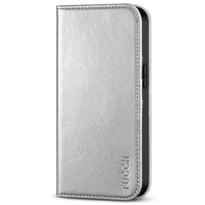 TUCCH iPhone 14 Pro Max Leather Case, iPhone 14 Pro Max PU Wallet Case with Stand Folio Flip Book Cover and Magnetic Closure - Shiny Silver