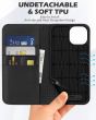 SHIELDON iPhone 15 Genuine Leather Wallet Case, iPhone 15 Cell Phone Case - Black