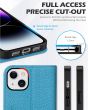 SHIELDON iPhone 15 Plus Genuine Leather Wallet Case, iPhone 15 Plus Cell Phone Case - Full Grain Light Blue