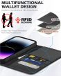 SHIELDON iPhone 15 Pro Genuine Leather Wallet Case, iPhone 15 Pro Folio Case - Black