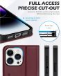 SHIELDON iPhone 15 Pro Max Genuine Leather Wallet Case, iPhone 15 Pro Max Magnetic Closure Phone Cover - Wine Red