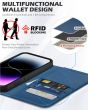 SHIELDON iPhone 15 Pro Genuine Leather Wallet Case, iPhone 15 Pro Magnet Phone Case - Royal Blue