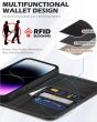 SHIELDON iPhone 15 Pro Genuine Leather Wallet Case, iPhone 15 Pro Fold Phone Case - Retro Black